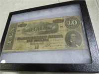 CONFEDERATE STATES $10 BANK NOTE, AGE UNCERTAIN