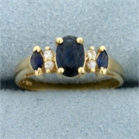 Natural Sapphire and Diamond Ring in 14K Yellow Go