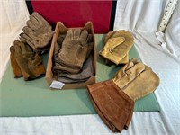 6 PAIR OF LEATHER WORK GLOVES L & XL