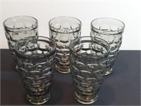 5pc Federal Glass Yorktown Thumbprint Smoky Gray