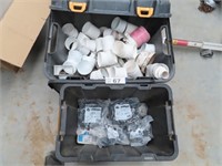 2 Tubs of Misc PVC Pipe Fittings & Pex Clips