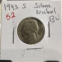 1943-S JEFFERSON SILVER WAR NICKEL HIGH GRADE