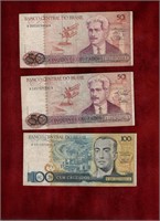 BRAZIL 5 DIFFERENT BANKNOTES - see notes for #'s