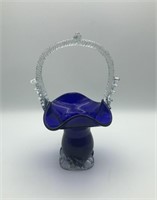 10" Art Glass Cobalt Blue Basket