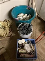 3 containers of plumbing items