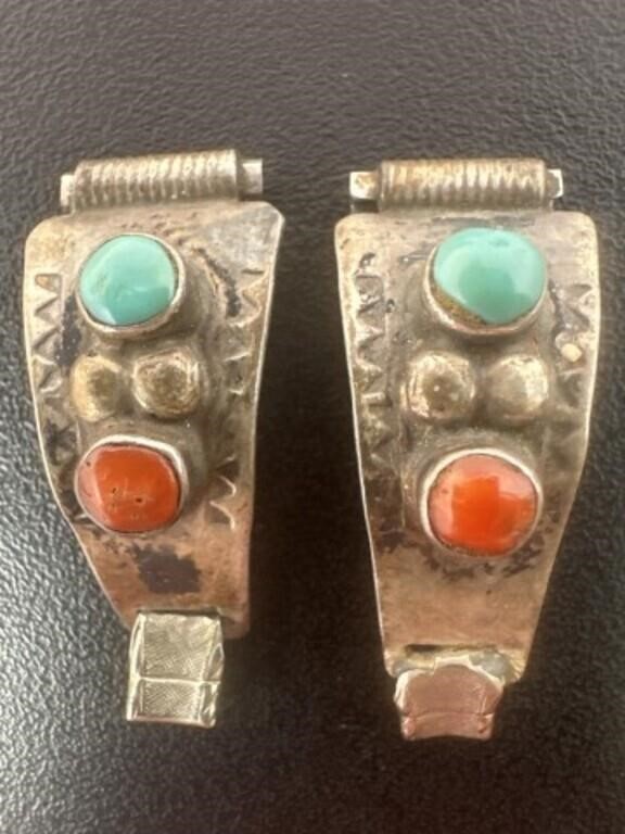 Unmarked 925 Sterling Silver, Turquoise & Coral
