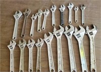 Lot of 19 Adjustable Wrenches