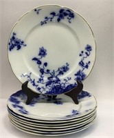 Set Of 8 Flow Blue Plates, Duchess