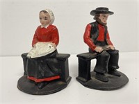 Vintage Cast Iron Bookends Door Stoppers Amish