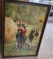 Framed picture of fox hunt 24x17