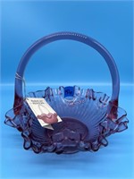 Fenton Rose Glass Basket