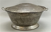 Very Large hand hammered metal Pot with Lid