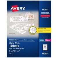Avery Matte White Printable Tickets with
