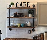 Industrial Pipe 3 Tier Wall Mount Shelving 24"