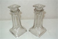 Pair of glass 6.5" candle holders
