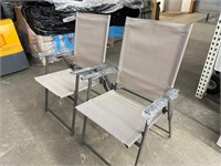 2pk Sling Folding Patio Chairs, Brown