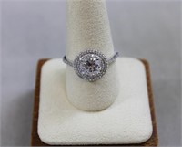 Sterling silver round white sapphire ring
