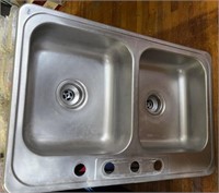 Stainless Steel Double Sink, 22" x 33"
