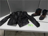 Leather jacket (musty); size 42 and pair of insula