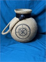 Little Decorative Nautical Burlap Covered Pot