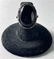 Sterling Large Black Onyx Ring 14 Grams Size 7
