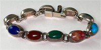 Sterling Vintage Multi Gemstone Bracelet 27 Grams