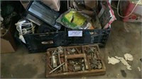 3 boxes misc including nails, screws , iron, drop