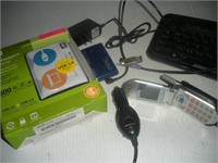 Misc. Lot-Portable Hardrive, Flip Phone. USB Hub