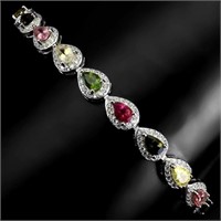 Natural Multi Color Pear Tourmaline Bracelet