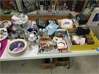 Lot Of Elvis Commemorative Plates Mugs Excetera