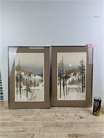 Two framed landscape wall art