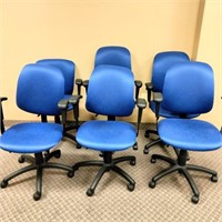 (6) Blue Cloth Office Chairs      (R# 220)