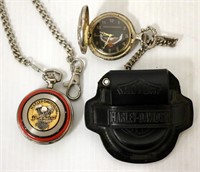 2 Harley Davidson Pocket Watches Franklin Mint