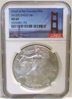 2012-S SILVER EAGLE  NGC MS69