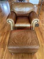 Comfy Leather Chair and Ottoman  (upstairs Living