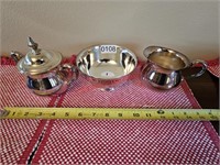 Silver Plated Cream, Sugar and Bowl (dining room)