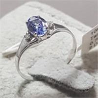 10K White Gold Tanzanite Diamond Ring