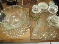 Box w/glassware and bowl and platters