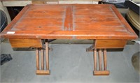 Antique Scissor Leg Folding Table 47"l x 30"h x 30
