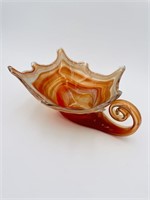MCM Handblown Orange & Amber Art Glass