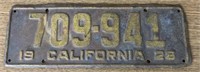Antique 1928 CA Yellow/Blue License Plate