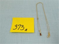 14kt., 1.0gr., 15" Necklace with Diamon & Ruby