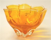 Large Murano orange glass handkerchief bowl