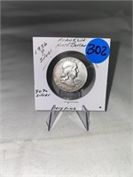 1956-P Franklin Half Dollar 90% Silver Very Fine