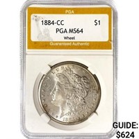 1884-CC Morgan Silver Dollar PGA MS64 Wheel