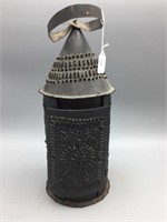Early 14 inch tall punched tin lantern