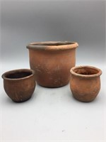 Lot of three redware pots