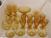 (24) Pieces Light Gold /Gold Glass Dishes: