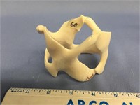 3 1/2" x 3" carved ivory napkin ring with 3 connec