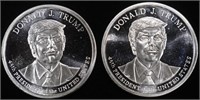 (2) 1 OZ .999 SILVER DONALD TRUMP ROUNDS